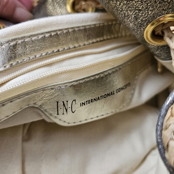 INC Summer Rattan Drawstring Bucket Bag - Picture 7 of 8